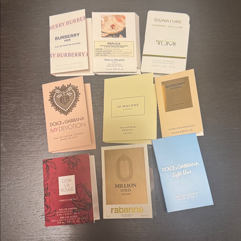 Samples parfum perfume gabbana dolce gabbana tumi butberry x12